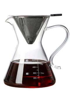 Excefore Pour Over Coffee Maker, Elegant Drip Coffee Maker with Reusable Stainless Steel Filter Dripper, Lead-Free Borosilicate Glass Coffee Carafe for 1-4Cup, 500ml 18oz  - Image 1