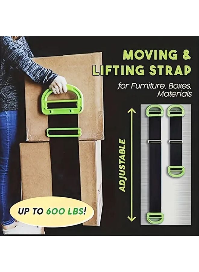 Green Adjustable Lifting Strap with Ergonomic Handle for Heavy Furniture and Appliances Moving - Image 3
