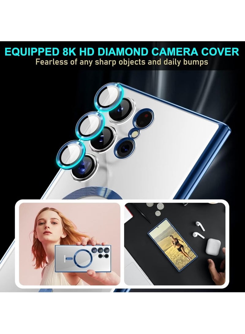 TIGER Case Compatible with Samsung Galaxy S25 Ultra (6.8") || Clear Magnetic Case with Wireless Charging Support – Camera Protection & Soft TPU Cover – Shockproof, Scratch-Resistant, Anti-Yellowing Slim Case for Galaxy S25 Ultra Blue - Image 4