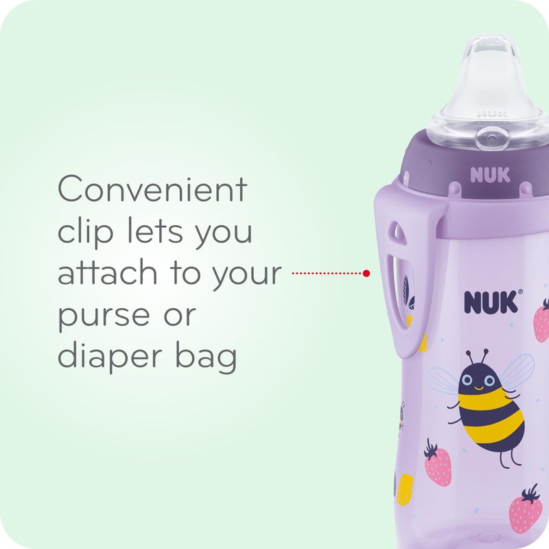 NUK Active Spill Proof Sippy Cup, 10 oz, 2 Pack, 8+ Months, Pink – BPA Free, Spill Proof Sippy Cup - Image 4