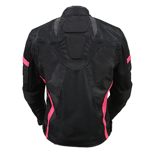 Milwaukee Leather MPL2794 Black and Pink Mesh/Textile Armored Motorcycle Racer Jacket for Women - All Season Jackets - Medium - Image 2
