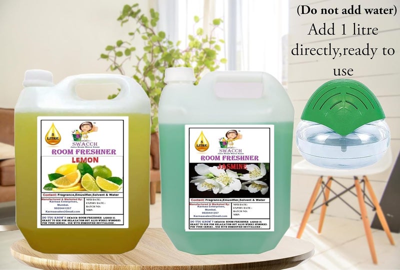 swacch Room Freshner For Home Car Wash Room instant Refreshing Fragrance I EcoFriendly Formula I Skin Friendly I Ready to use I Water Based I Lemon Jasmine 5 Litre Combo Pack of 2  - Image 2
