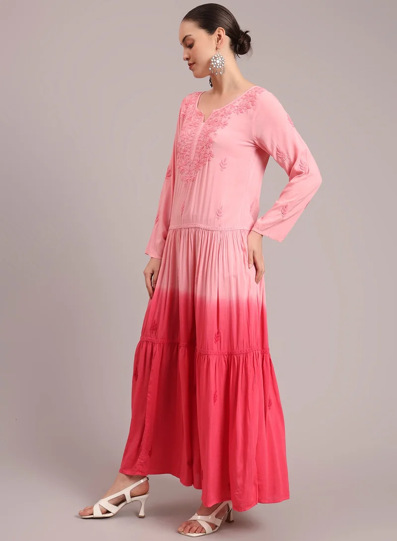 Alaya Hand Embroidered Chikankari Modal Ombre Jalabiya-AL4047