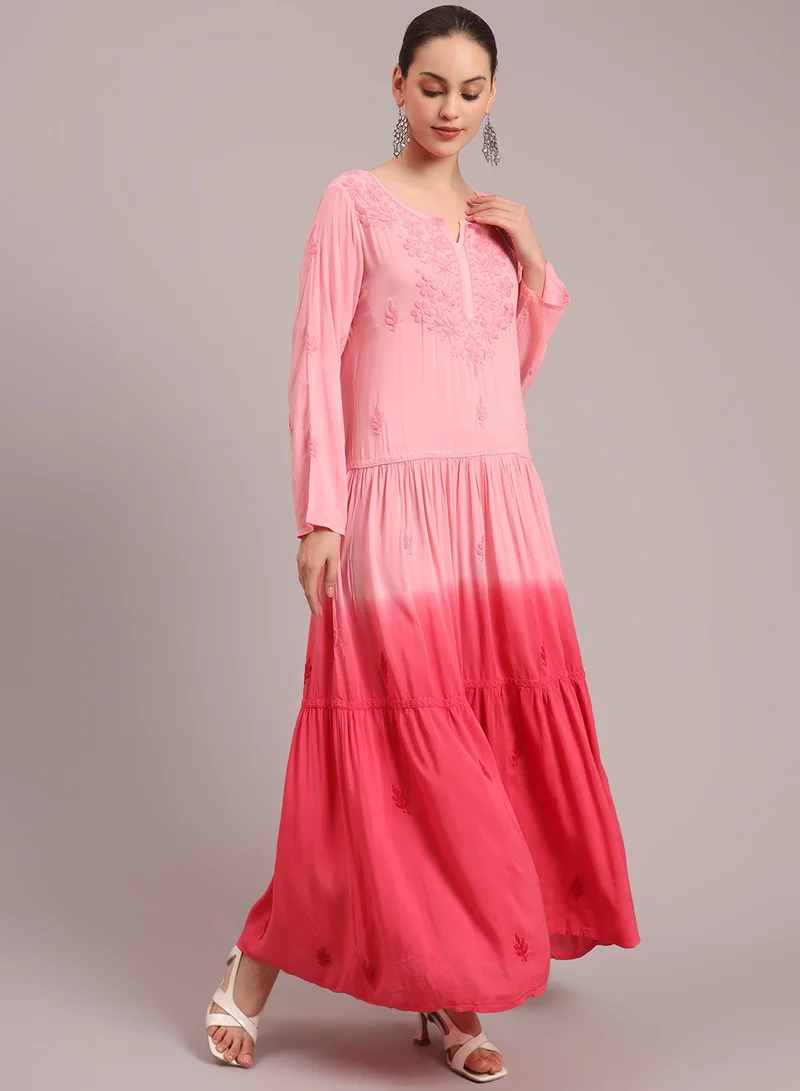 Alaya Hand Embroidered Chikankari Modal Ombre Jalabiya-AL4047