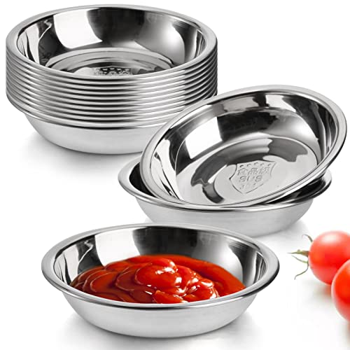 Fasmov 12 Pack 3.75 inches 18/8 Stainless Steel Sauce Bowl Round Seasoning Dishes Sushi Dipping Bowl Saucers Bowl Mini - Image 2