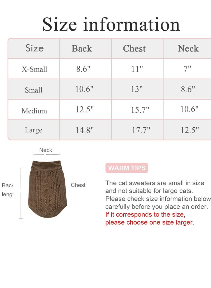 Cats Knitted Sweaters Turtleneck Knitted Sleeveless Cat Clothes Warm Winter Kitten Clothes Outfits for Cats or Small Dogs in Cold Season Brown M  - Image 1