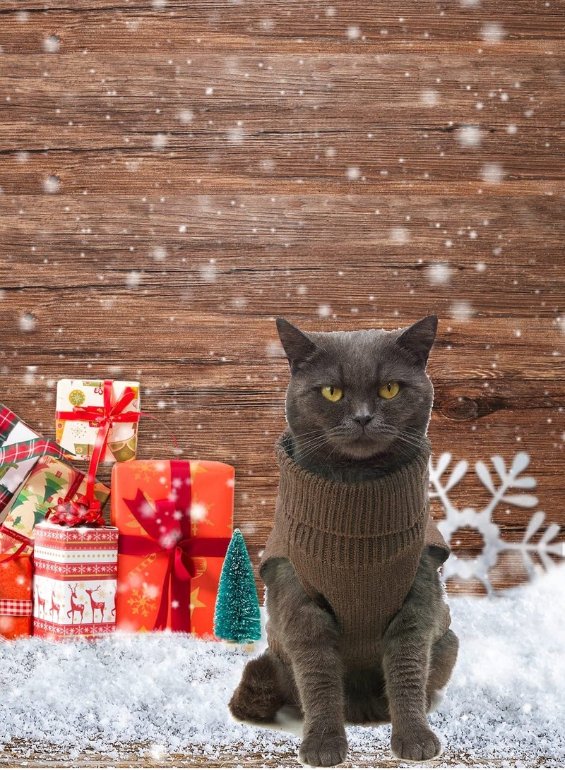 Cats Knitted Sweaters Turtleneck Knitted Sleeveless Cat Clothes Warm Winter Kitten Clothes Outfits for Cats or Small Dogs in Cold Season Brown M  - Image 4