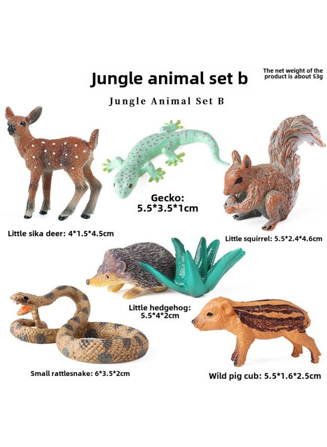 Children's Early Education Simulation Marine Animal Model Dinosaur Toy Birds Insect Sand Table Fleshy Scene Fish Tank Ornaments-Color:Tb Jungle Animal 6-style Set B (including Gecko) - Image 1
