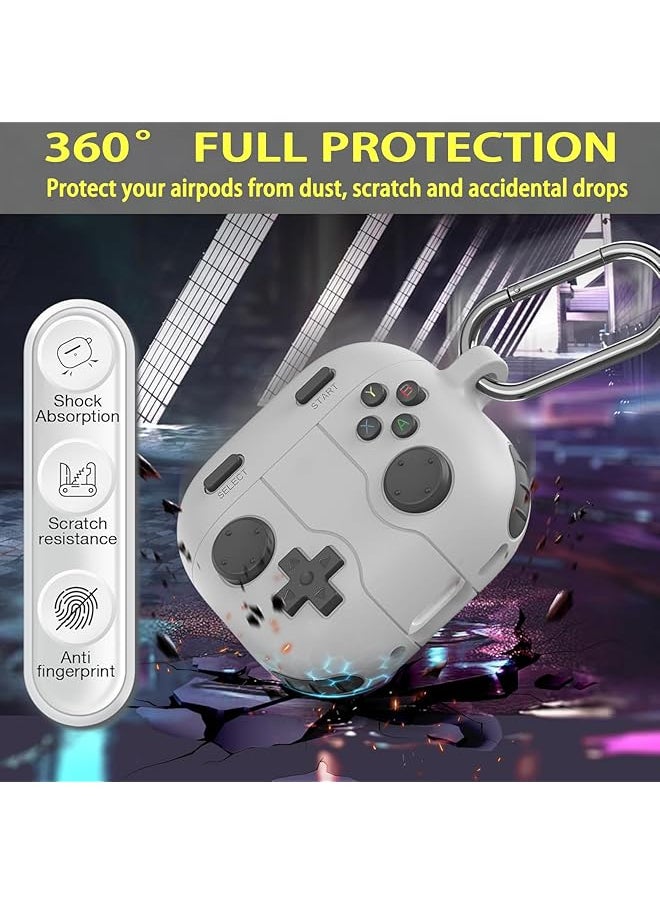 erorex - Case For Airpods 4 Case Cover With Keychain Classic Handheld Game Console Design Shockproof Protective Skin Cover Gray - Image 1