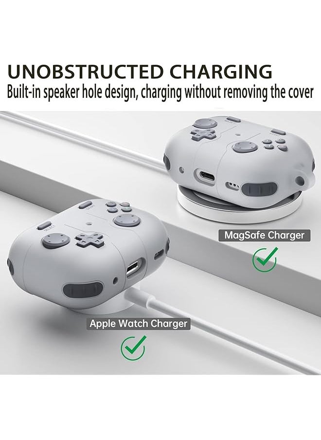 erorex - Case For Airpods 4 Case Cover With Keychain Classic Handheld Game Console Design Shockproof Protective Skin Cover Gray - Image 1