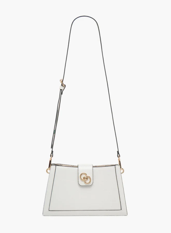 سيليست حقيبة كتف نسائية بنقوش وسحاب وحزام سلسلة