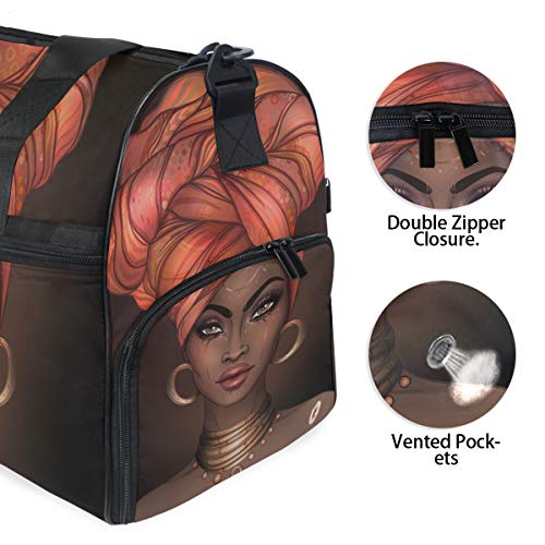 Bolaz Travel Duffels African Pretty Girl Duffle Bag Luggage Sports Gym for Women & Men - Image 3