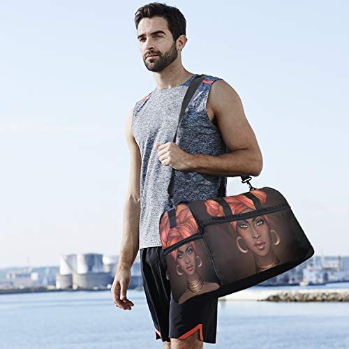 Bolaz Travel Duffels African Pretty Girl Duffle Bag Luggage Sports Gym for Women & Men - Image 5