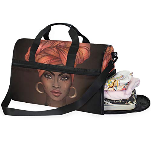 Bolaz Travel Duffels African Pretty Girl Duffle Bag Luggage Sports Gym for Women & Men - Image 2