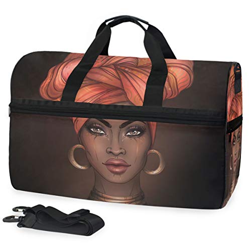 Bolaz Travel Duffels African Pretty Girl Duffle Bag Luggage Sports Gym for Women & Men - Image 1