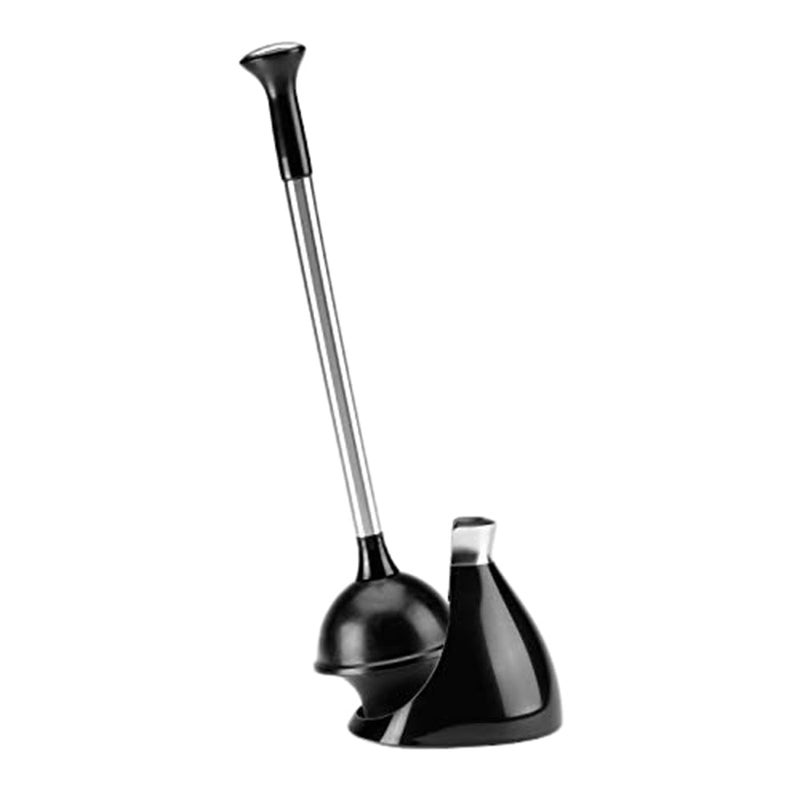 simplehuman Toilet Plunger and Caddy Stainless Steel, Black - Image 1