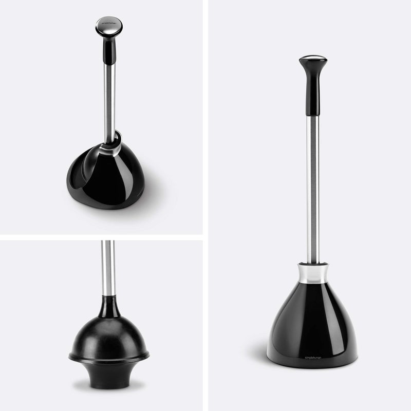 simplehuman Toilet Plunger and Caddy Stainless Steel, Black - Image 2