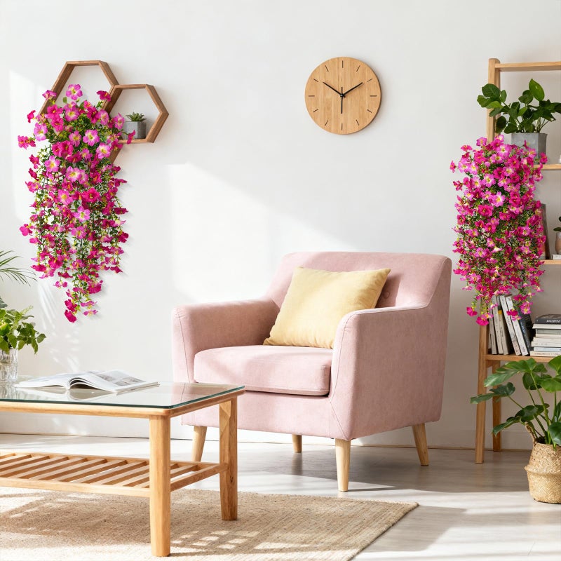 ZFProcess Artificial Hanging Flowers Plants for Outdoor Spring Summer Decoration, 2PCS Faux Silk Morning glory UV Resistant Look Real for Outside Home Indoor Planter Porch Garden Yard Decor(Purple Red Pink) - Image 5