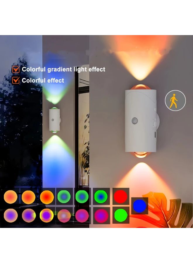 Magnetic LED Motion Sensor Wall Light With 2 Lamp Heads Dimmable 15 Colors USB Battery Powered - Image 1