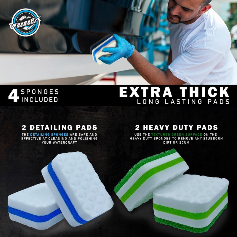 WavesRx PWC & Boat Erasers - Boat Cleaner Pads & Polishing Sponges for Grime & Scuffs - Marine Eraser for Scuffs,Dirt, Salt & Grime - Cleaning Supplies for Jet Ski Boat Accessories Marine Cleaning Kit - Image 5