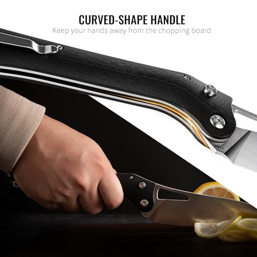 TACRAY Folding Kitchen Chef Knife, 5.49" Foldable Camping Knife with 10cr15mov Stainless Steel Blade, Anti-skidding and Ergonomic Designed G10 Handle for both Indoor and Outdoor Cooking - Image 5