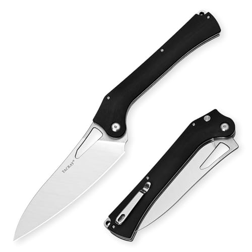 TACRAY Folding Kitchen Chef Knife, 5.49" Foldable Camping Knife with 10cr15mov Stainless Steel Blade, Anti-skidding and Ergonomic Designed G10 Handle for both Indoor and Outdoor Cooking - Image 1