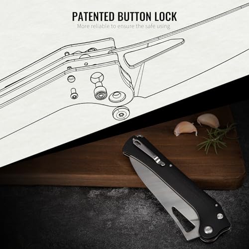 TACRAY Folding Kitchen Chef Knife, 5.49" Foldable Camping Knife with 10cr15mov Stainless Steel Blade, Anti-skidding and Ergonomic Designed G10 Handle for both Indoor and Outdoor Cooking - Image 4