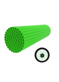 Wheel Spoke Wraps 72Pcs Universal Motorcycle Spoke Skins Cover Cycle Decoration Protector Pipe for Motocross Bike Bicycle Wheelchair Motorcycle Green