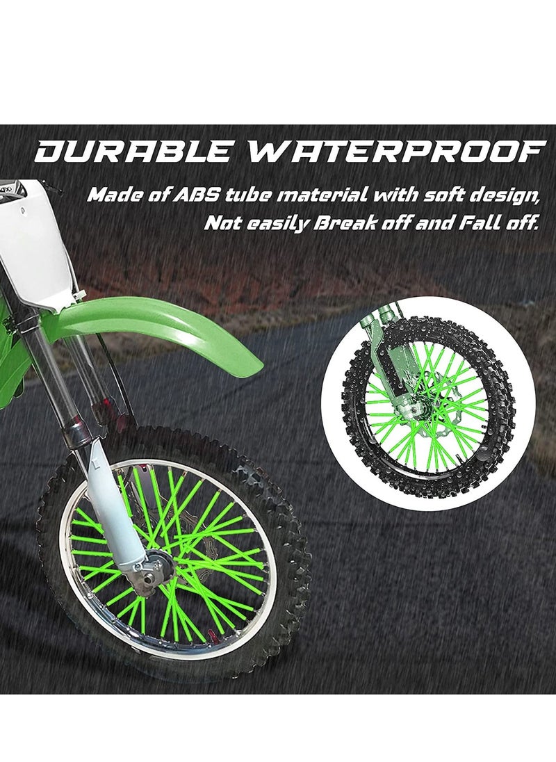 SYOSI - Wheel Spoke Wraps 72Pcs Universal Motorcycle Spoke Skins Cover Cycle Decoration Protector Pipe for Motocross Bike Bicycle Wheelchair Motorcycle Green - Image 1