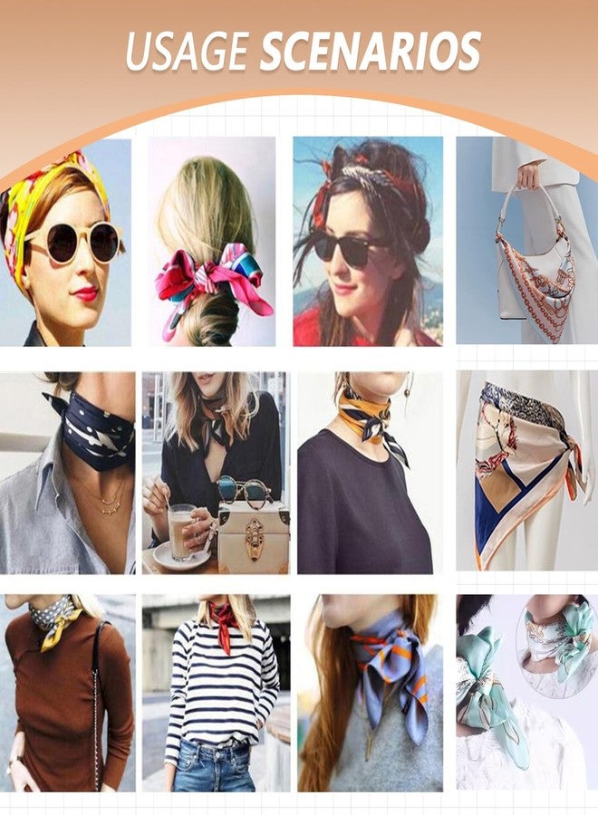 شينج زي مجموعة إكسسوارات أزياء نسائية من XINGZI مكونة من 10 قطع من الأوشحة الحريرية المربعة ذات الأنماط والألوان المختلطة، تشمل وشاح الرقبة، وعصابة الرأس، وعصابة الخصر، وربطة الشعر، وإكسسوارات تزيين الشعر (ألوان مختلطة عشوائية). - Image 4