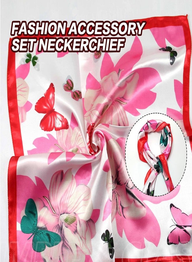 شينج زي مجموعة إكسسوارات أزياء نسائية من XINGZI مكونة من 10 قطع من الأوشحة الحريرية المربعة ذات الأنماط والألوان المختلطة، تشمل وشاح الرقبة، وعصابة الرأس، وعصابة الخصر، وربطة الشعر، وإكسسوارات تزيين الشعر (ألوان مختلطة عشوائية). - Image 3