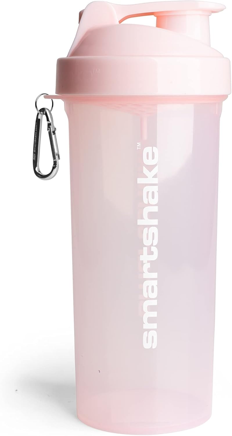 SmartShake Lite Protein Shaker Bottle 1000ml | Leakproof Gym Shaker Drink Bottle for Protein Shakes | Clear PP Water Bottle, BPA & DEHP Free Protein Powder Shaker Cup for Men & Women, Cotton Pink - Image 1
