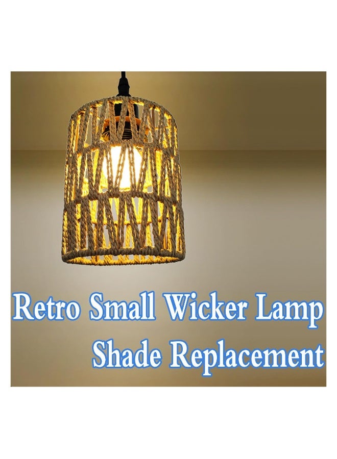 2 Pack Rattan Lamp Shade, Retro Small Wicker Lamp Shade Replacement,Woven Pendant Light Lampshade Cover for Chandelier, Lamp Holder, Ceiling Fan Light Bulb, Pendant Light, Floor Lamps, 4.9x6.3inch