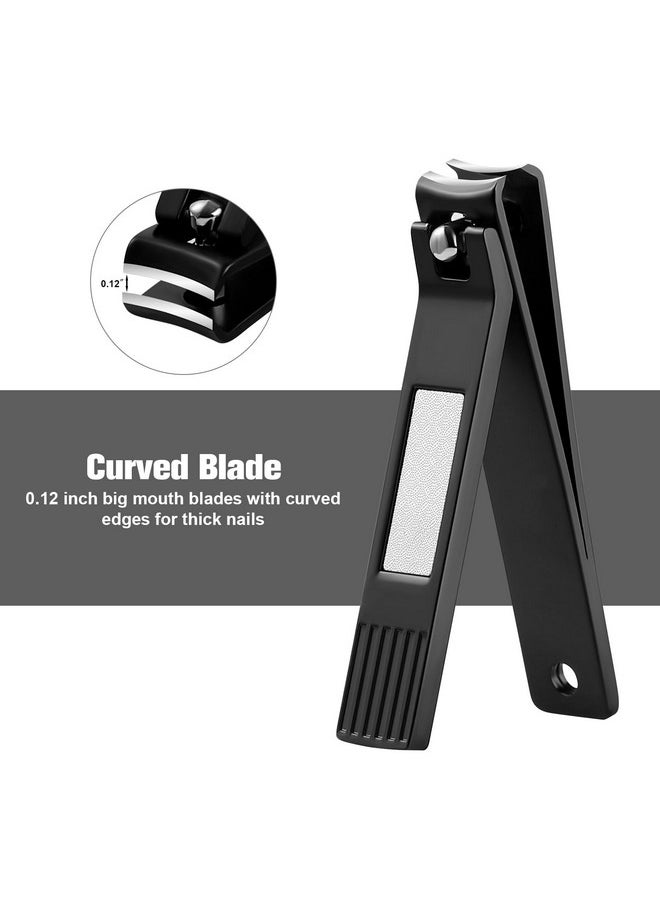 HAWATOUR HAWATOUR Nail Clippers Set, Ultra Sharp Curved Blade Fingernail and Toenail Clipper Cutters with Visibly Tin Case, Squares and Stripes, Black  - Image 3