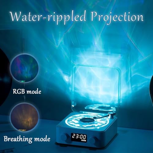 CPENSUS Retro-Style Wireless Waves Bluetooth Speaker, Aqua Vinyl Speaker, The Waves Vinyl Player with Ambience Light and Clock for Bedroom, Office, Party, 5 Watts Output - Image 3