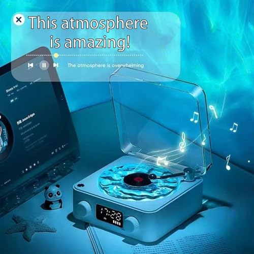CPENSUS Retro-Style Wireless Waves Bluetooth Speaker, Aqua Vinyl Speaker, The Waves Vinyl Player with Ambience Light and Clock for Bedroom, Office, Party, 5 Watts Output - Image 2