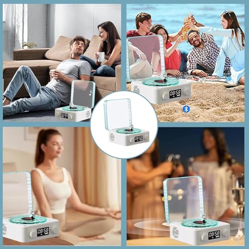 CPENSUS Retro-Style Wireless Waves Bluetooth Speaker, Aqua Vinyl Speaker, The Waves Vinyl Player with Ambience Light and Clock for Bedroom, Office, Party, 5 Watts Output - Image 5