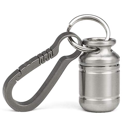 TISUR Portable Pill Cases, Metal Titanium Pill Holder Pocket Pill Box Keychain Waterproof Pill Bottle Medicine Organizer Case Container for Travel Purse Outdoor Camping - Image 1