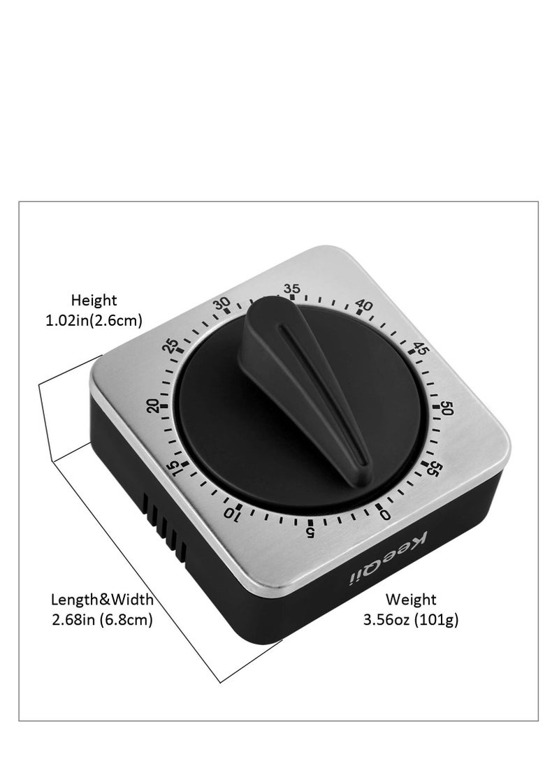 SYOSI - Timer Kitchen Timer 60 Minute Timing with 80dB Alarm Sound Magnetic Countdown Timer Home Baking Cooking Steaming Manual Timer Stainless Steel Face Mechanical Timer (New Timer) - Image 1