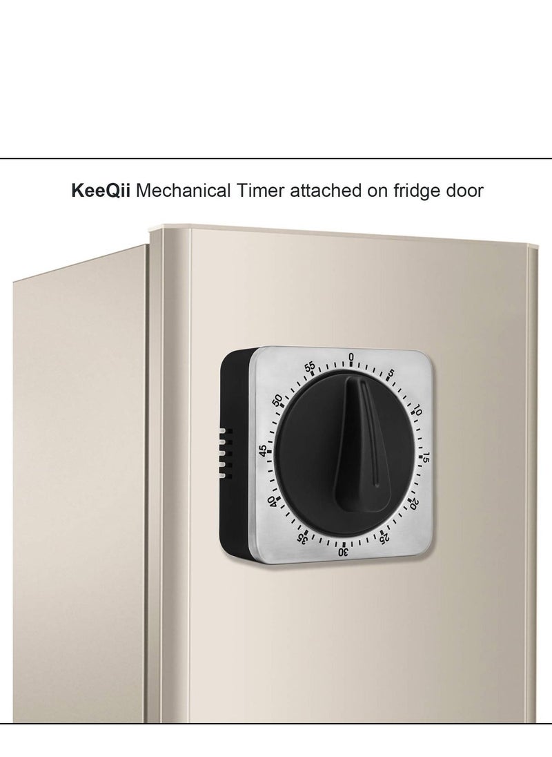 SYOSI - Timer Kitchen Timer 60 Minute Timing with 80dB Alarm Sound Magnetic Countdown Timer Home Baking Cooking Steaming Manual Timer Stainless Steel Face Mechanical Timer (New Timer) - Image 1