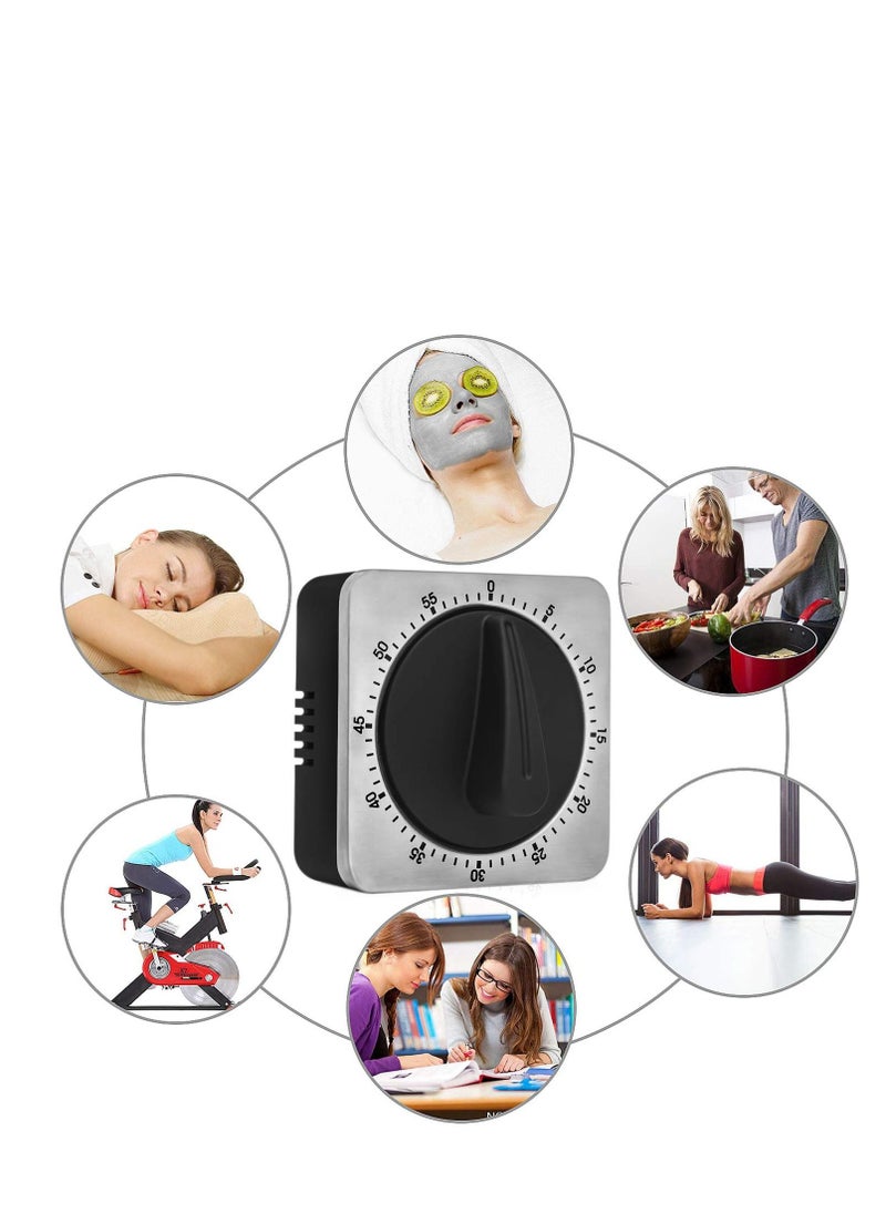 SYOSI - Timer Kitchen Timer 60 Minute Timing with 80dB Alarm Sound Magnetic Countdown Timer Home Baking Cooking Steaming Manual Timer Stainless Steel Face Mechanical Timer (New Timer) - Image 1
