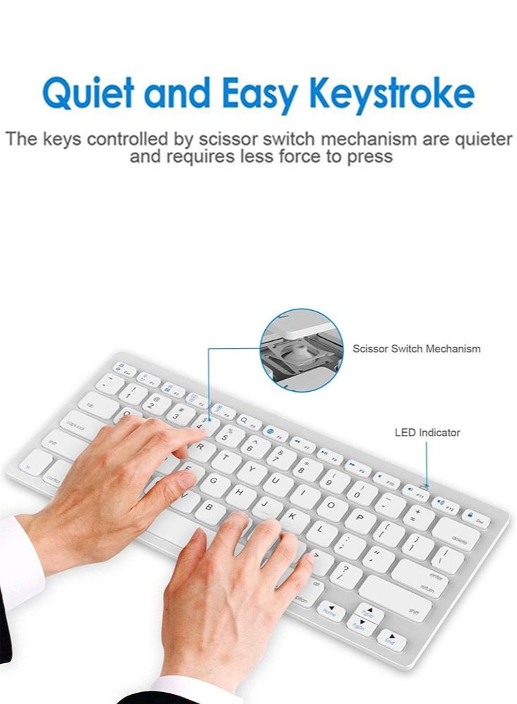 لوحة مفاتيح لاسلكية فائقة النحافة، لوحة مفاتيح بلوتوث للهواتف الذكية والأجهزة الكمبيوتر، لوحة مفاتيح بلوتوث صغيرة للهواتف المحمولة لأجهزة Android وiOS وWindows