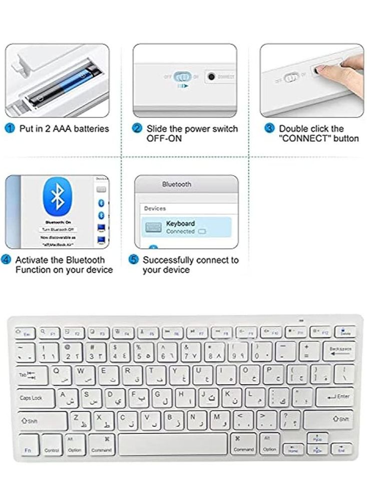 لوحة مفاتيح لاسلكية فائقة النحافة، لوحة مفاتيح بلوتوث للهواتف الذكية والأجهزة الكمبيوتر، لوحة مفاتيح بلوتوث صغيرة للهواتف المحمولة لأجهزة Android وiOS وWindows