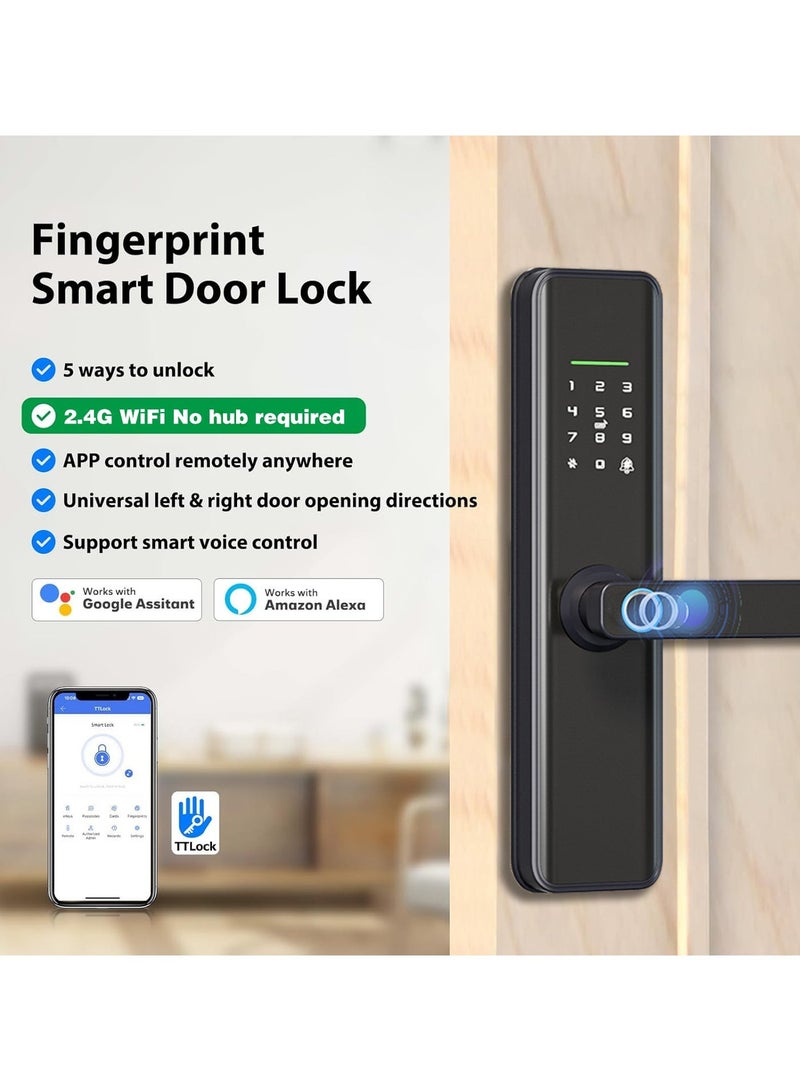 Razuvious Smart Lock, TT Lock WiFi Version, No Hub Required, GCC Version, Fingerprint Door Lock with Touchscreen Keypad,Easy Installation for Front Door, Home, Office, Airbnb - Image 2