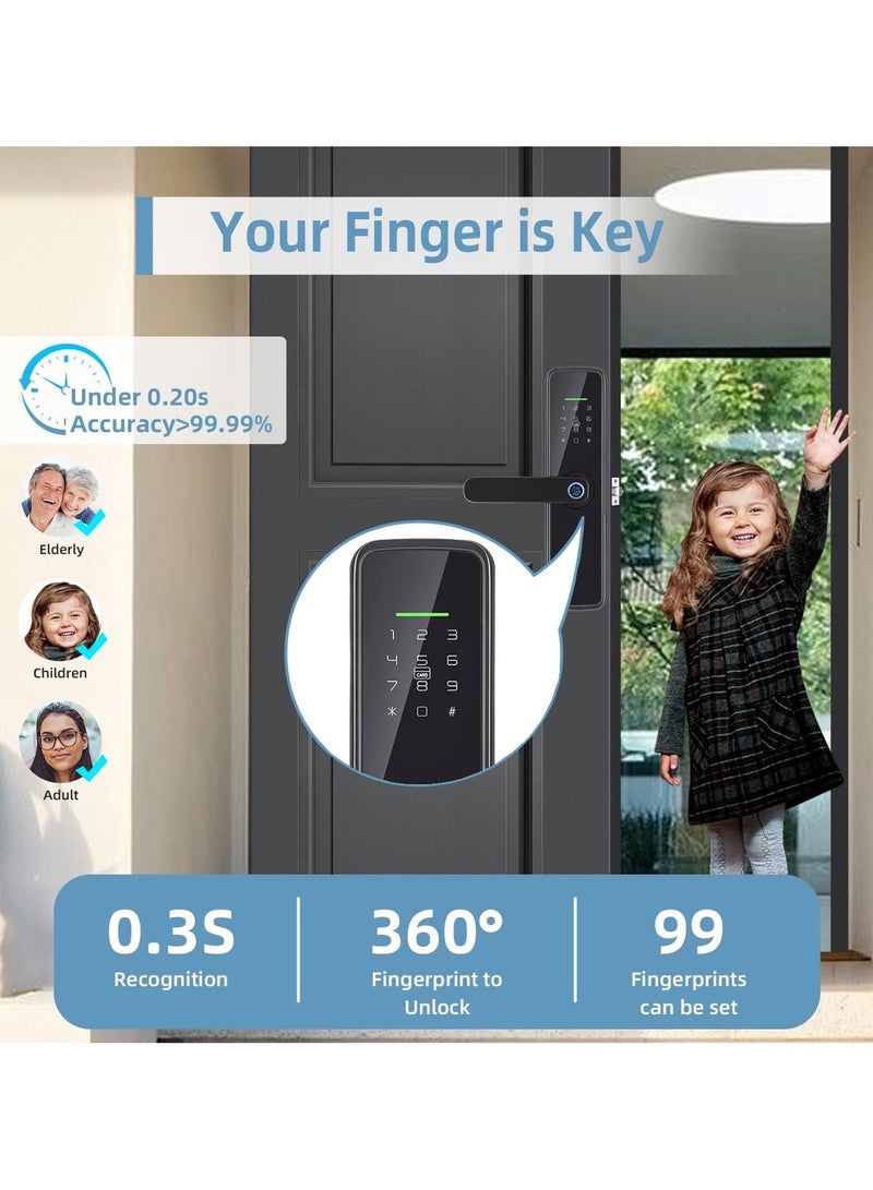 Razuvious Smart Lock, TT Lock WiFi Version, No Hub Required, GCC Version, Fingerprint Door Lock with Touchscreen Keypad,Easy Installation for Front Door, Home, Office, Airbnb - Image 3