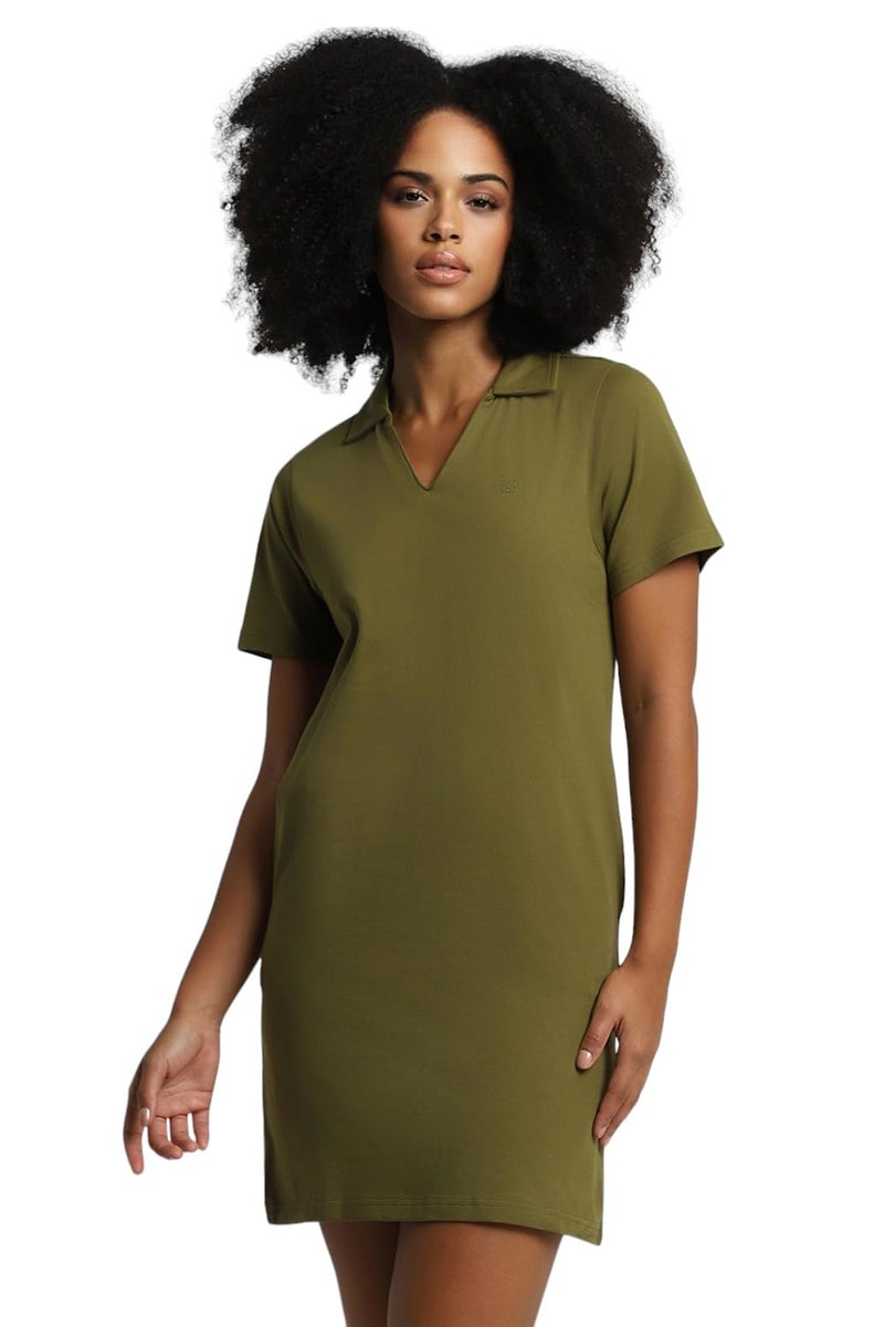 FOREVER 21 Women's Cotton Blend T-Shirt Mini Casual Dress (602584_Green - Image 1