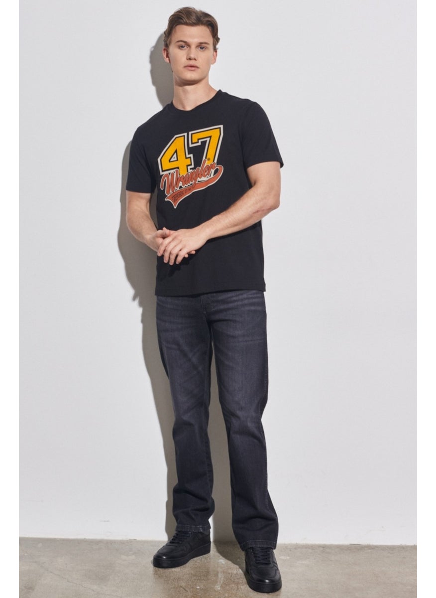 Wrangler Regular Fit Normal Cut Cotton Crew Neck Black T-Shirt  - Image 5