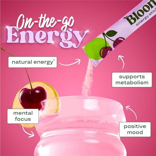 Bloom Nutrition Energy Drink Powder Packets, Sugar Free Energy Drink Mix with L-Theanine, B Vitamins & Natural Caffeine, On the Go Powder Sticks for Natural Energy, 10 Calories (10 Pouches (Pack of 1), Cherry Lime) - Image 3