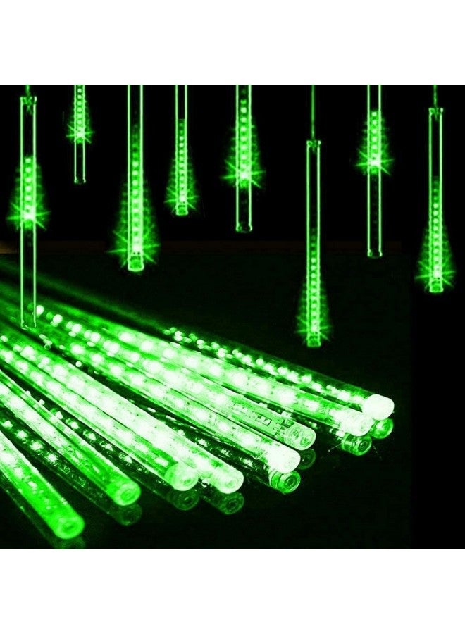 MIRADH أضواء مطر MIRADH، أضواء شلال LED بطول 11.8 بوصة 8 أنابيب 192 ليد، أضواء تساقط الجليد لعيد الديوالي لتزيين المنزل شجرة عيد الميلاد تزيين عيد الميلاد في الهواء الطلق (أخضر) - Image 2
