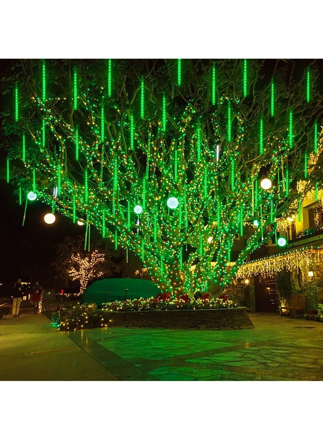 MIRADH أضواء مطر MIRADH، أضواء شلال LED بطول 11.8 بوصة 8 أنابيب 192 ليد، أضواء تساقط الجليد لعيد الديوالي لتزيين المنزل شجرة عيد الميلاد تزيين عيد الميلاد في الهواء الطلق (أخضر) - Image 5